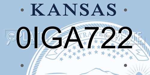 0IGA722 Kansas License Plate