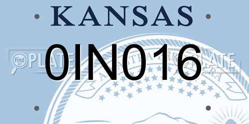 0IN016 Kansas License Plate