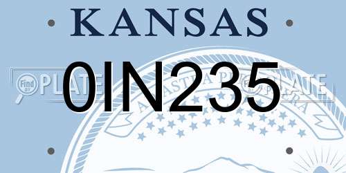0IN235 Kansas License Plate