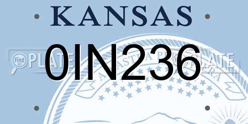 0IN236 Kansas License Plate