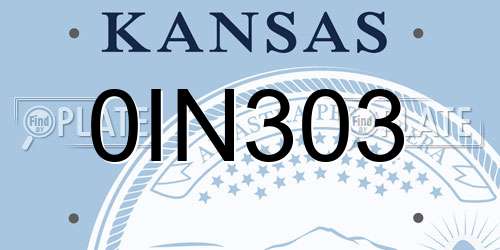 0IN303 Kansas License Plate