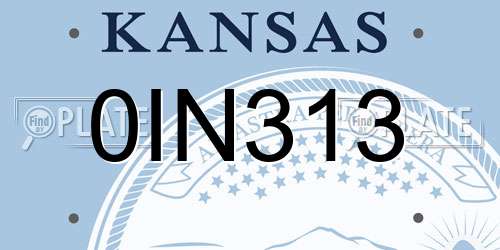 0IN313 Kansas License Plate