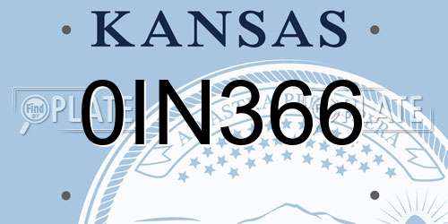0IN366 Kansas License Plate
