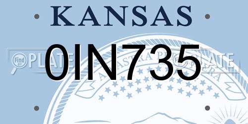 0IN735 Kansas License Plate