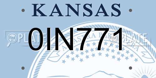 0IN771 Kansas License Plate