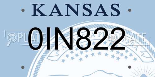 0IN822 Kansas License Plate