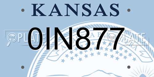0IN877 Kansas License Plate