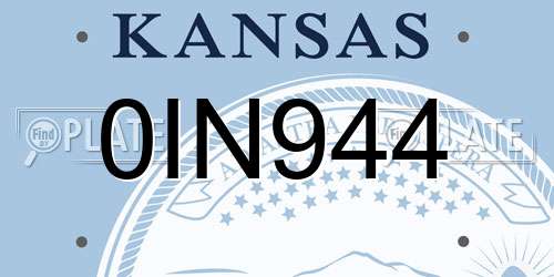 0IN944 Kansas License Plate