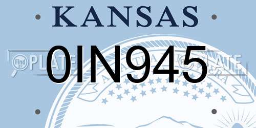 0IN945 Kansas License Plate