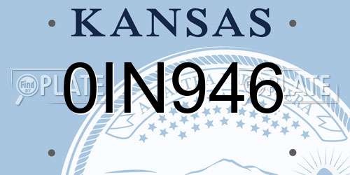 0IN946 Kansas License Plate