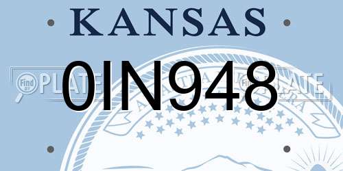 0IN948 Kansas License Plate