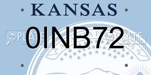 0INB72 Kansas License Plate