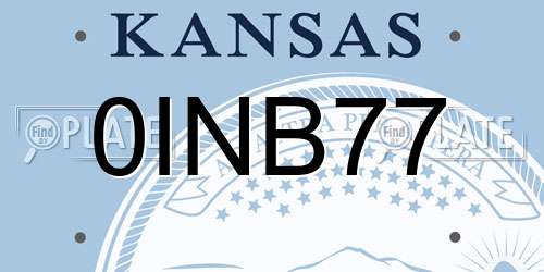 0INB77 Kansas License Plate