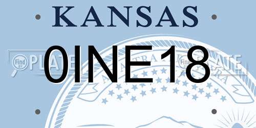 0INE18 Kansas License Plate