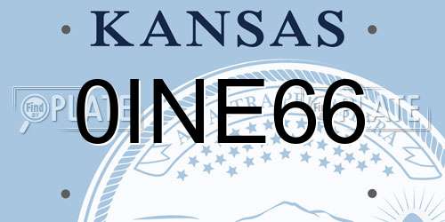 0INE66 Kansas License Plate