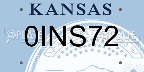 0INS72 Kansas License Plate