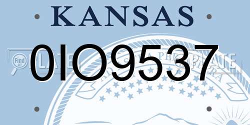 0IO9537 Kansas License Plate