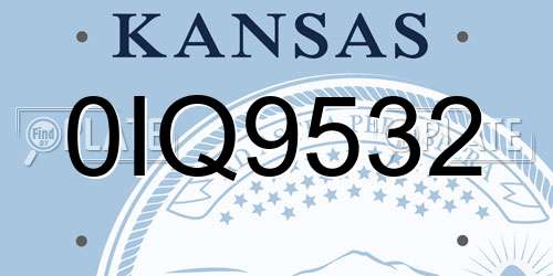 0IQ9532 Kansas License Plate