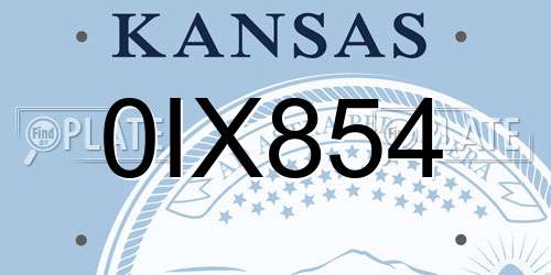 0IX854 Kansas License Plate