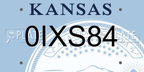 0IXS84 Kansas License Plate
