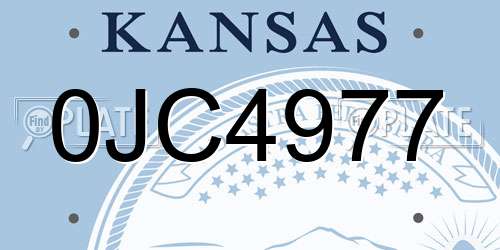 0JC4977 Kansas License Plate