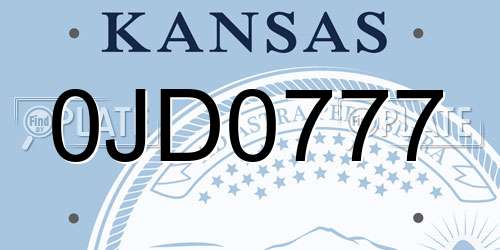 0JD0777 Kansas License Plate