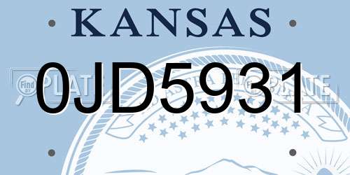 0JD5931 Kansas License Plate