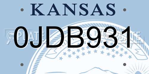 0JDB931 Kansas License Plate