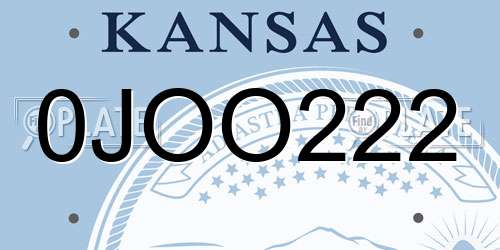 0JOO222 Kansas License Plate