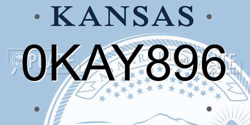 0KAY896 Kansas License Plate