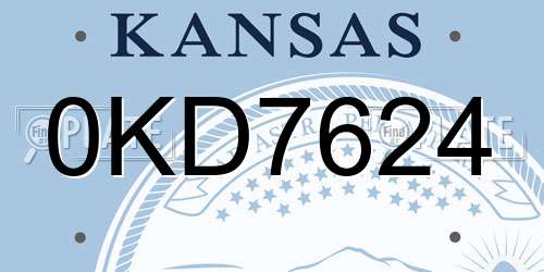 0KD7624 Kansas License Plate