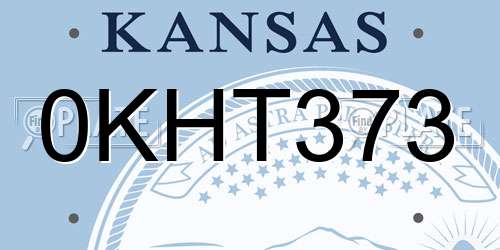 0KHT373 Kansas License Plate