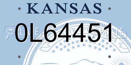 0L64451 Kansas License Plate