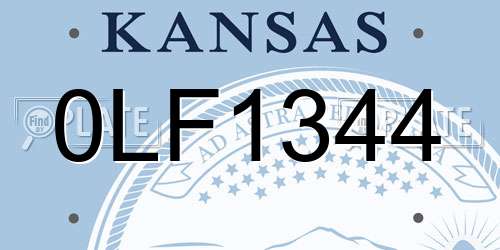 0LF1344 Kansas License Plate