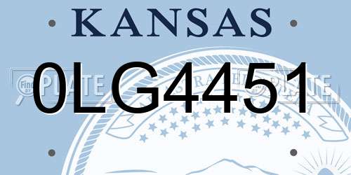 0LG4451 Kansas License Plate