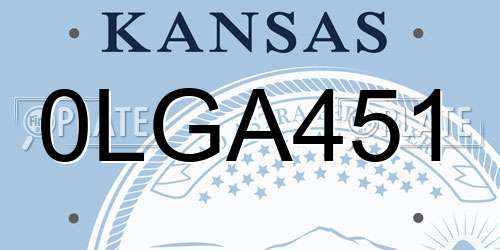 0LGA451 Kansas License Plate