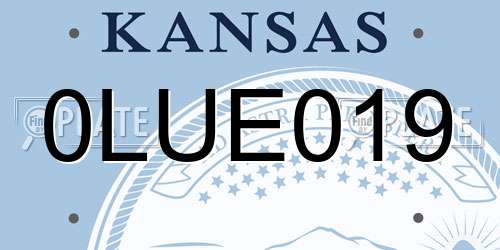 0LUE019 Kansas License Plate