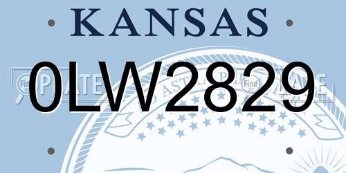 0LW2829 Kansas License Plate