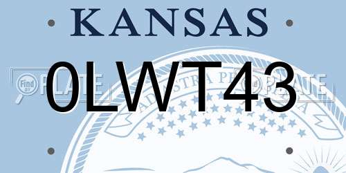 0LWT43 Kansas License Plate