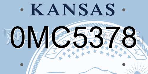 0MC5378 Kansas License Plate