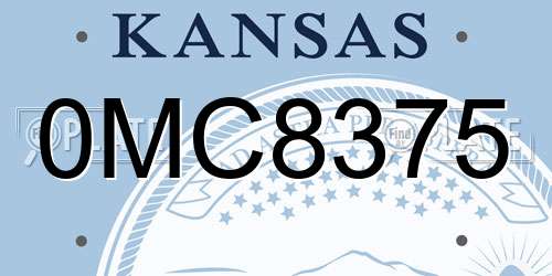 0MC8375 Kansas License Plate