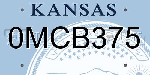 0MCB375 Kansas License Plate