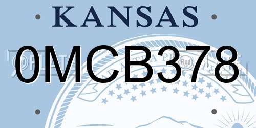 0MCB378 Kansas License Plate