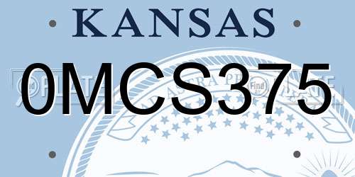 0MCS375 Kansas License Plate