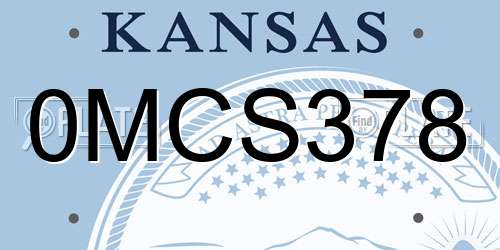 0MCS378 Kansas License Plate