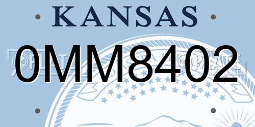 0MM8402 Kansas License Plate