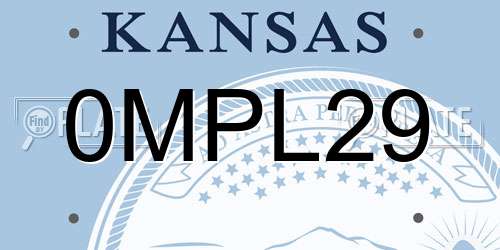 0MPL29 Kansas License Plate