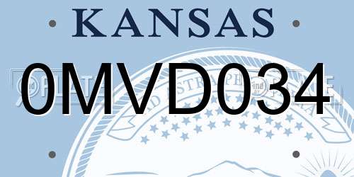 0MVD034 Kansas License Plate