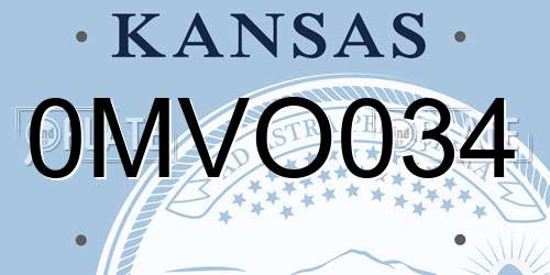 0MVO034 Kansas License Plate