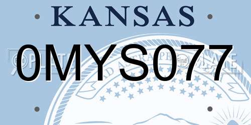 0MYS077 Kansas License Plate